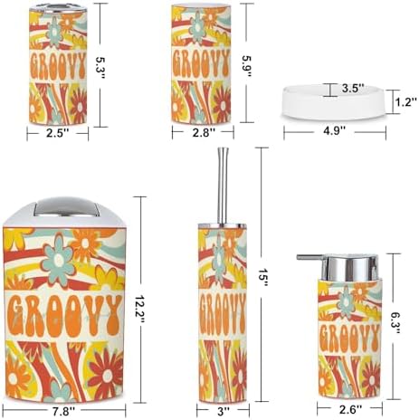 6 Piece Retro Rainbow Bathroom Accessories Set