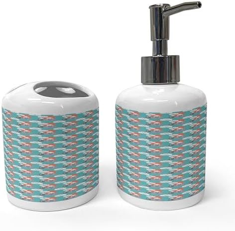 Ambesonne Ceramic Soap Toothbrush Set Happy Mountain Pattern