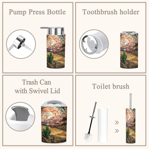 6 Piece Bathroom Accessories Set Boho Decor 1