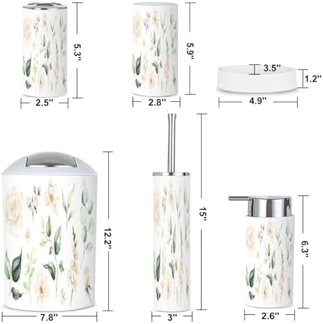6 Piece Watercolour Floral Bathroom Accessories Set 1