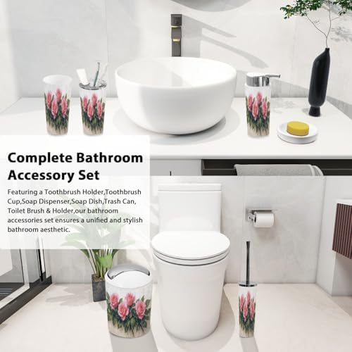 Boho Bathroom Accessory Set 6 Piece Modern Style