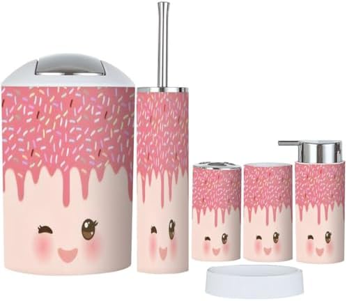 Kawaii Bathroom Accessories Set 6 Pcs Decor