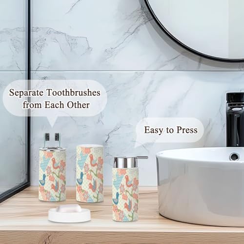 Modern 6-Piece Bathroom Accessories Set with Abstract Design