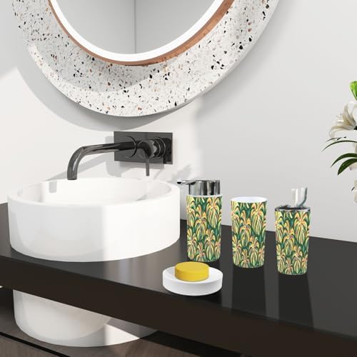 Boho Flower Leaf Bathroom Accessory Set 6 Piece
