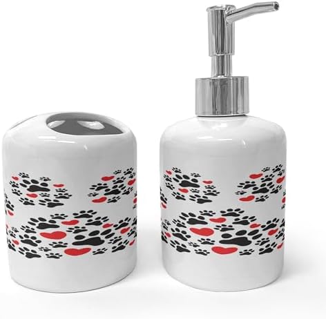 Ambesonne Ceramic Soap Toothbrush Holder Set 2 Pcs 1