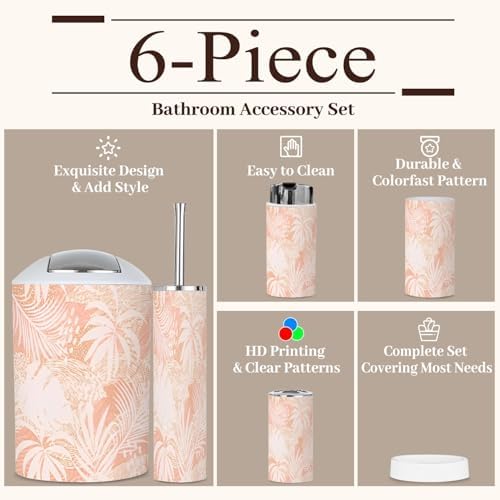6-Piece Tropical Leaves Bathroom Accessories Set
