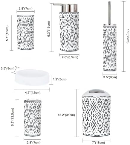 TRANQDEHOM 6 Piece Boho Tribal Bathroom Accessories Set