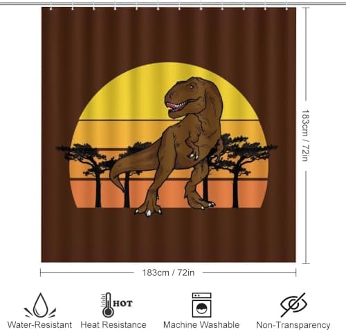 Kuizee Dinosaur Shower Curtain Set with Rugs 4Pcs