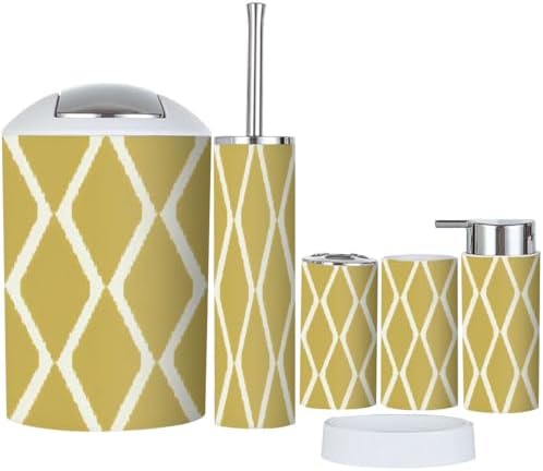 Modern 6 Pcs Bathroom Accessories Set with Ikat Design