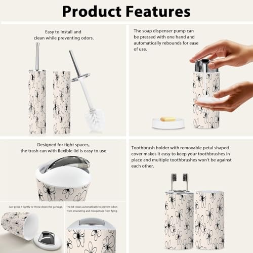 TRANQDEHOM 6 Piece Boho Style Bathroom Accessories Set