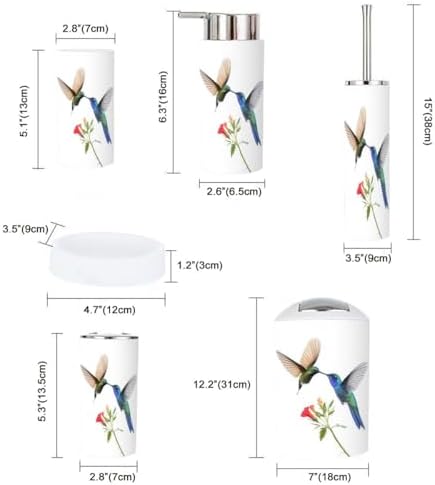 Boho Hummingbirds Bathroom Accessory Set 6 Piece