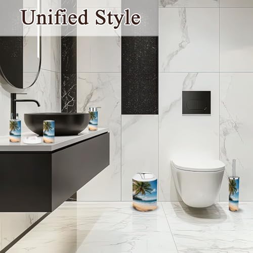 6 Piece Bathroom Accessories Set with Palm Trees Design 1