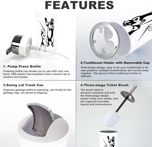 Bathroom Accessories Set 6 Pcs Durable White Modern Storage