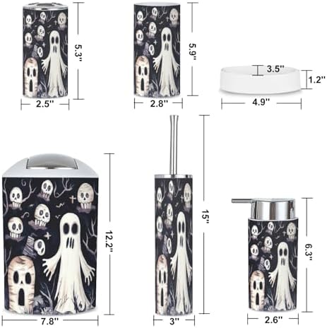 6 Piece Bathroom Accessories Set with Cute Ghosts Design