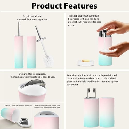 Boho Pastel Bathroom Accessory Set 6 Piece 1