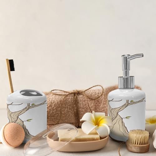 Ambesonne Cartoon Soap Toothbrush Holder Set 2 Pc Ceramic