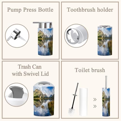 6-Piece Bathroom Accessories Set with Boho Decor
