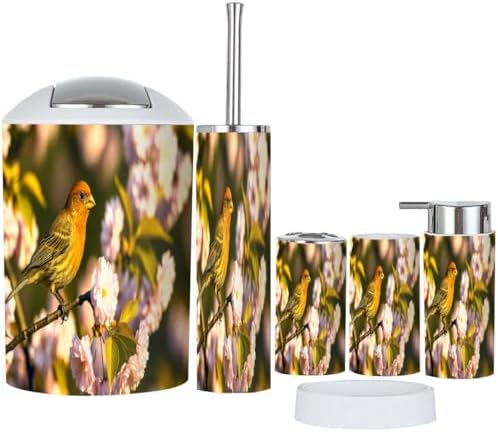 Boho Bathroom Accessory Set 6 Piece in Cherry