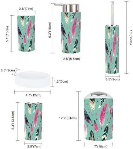 JBNJANKDAV 6-Piece Ethnic Feathers Bathroom Accessories Set