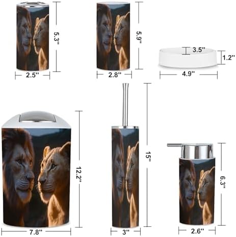 6-Piece Bathroom Accessories Set with Majestic Lions