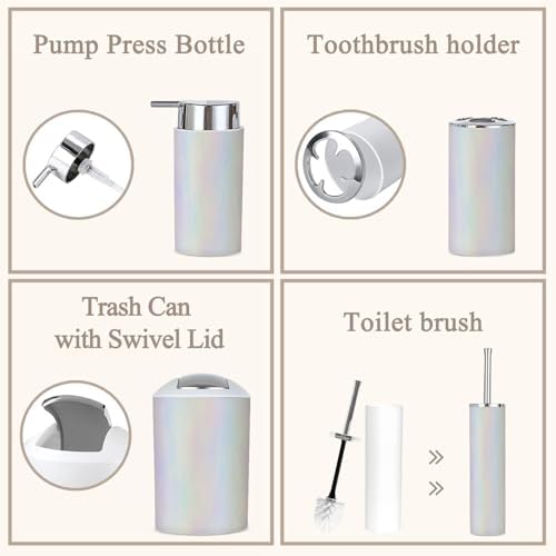 6-Piece Iridescent Rainbow Bathroom Accessories Set
