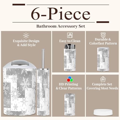6-Piece Bathroom Accessories Set with Snowflake Pattern