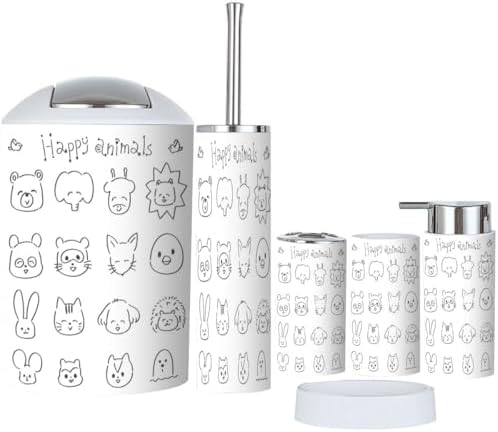 JBNJANKDAV 6 Pcs Cute Animal Bathroom Accessories Set