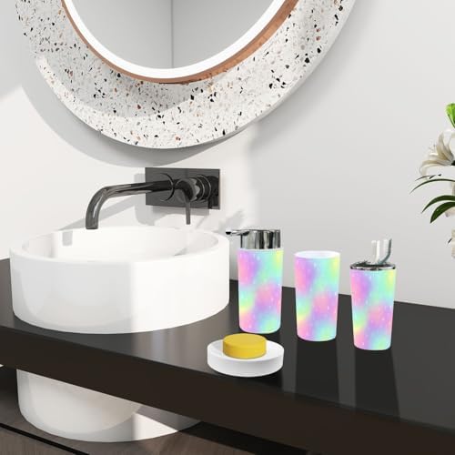 Boho Rainbow Holographic Bathroom Accessory Set 6 Piece