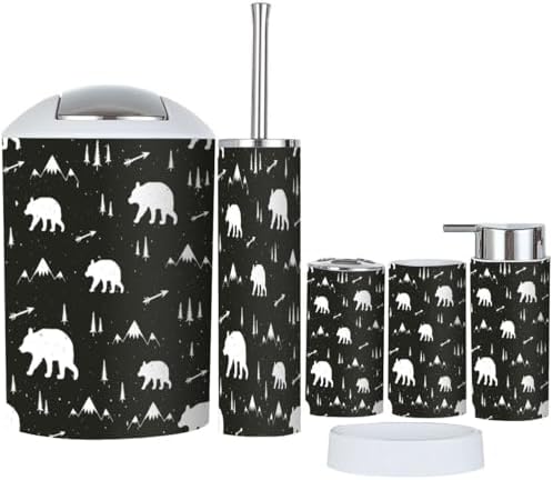 Stylish Cartoon Bathroom Accessories 6 Pcs Set