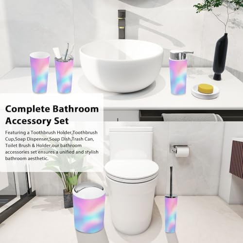 Boho Pastel Iridescent Rainbow Trash Can Set