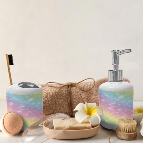 Ambesonne Galaxy Unicorn Soap Dispenser Toothbrush Holder Set