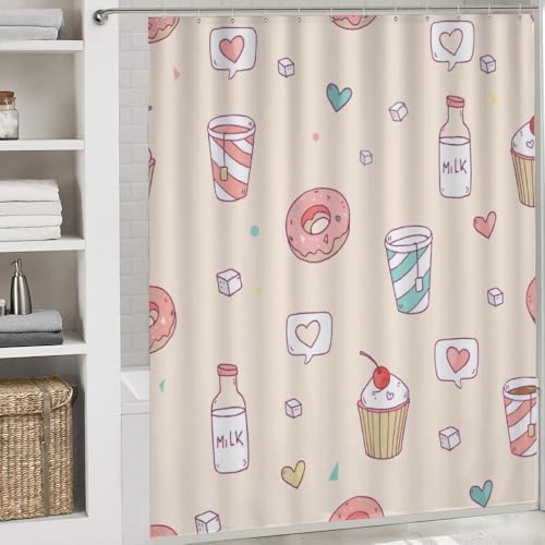 Kuizee 4 Piece Shower Curtain Set with Rugs and Hooks 1