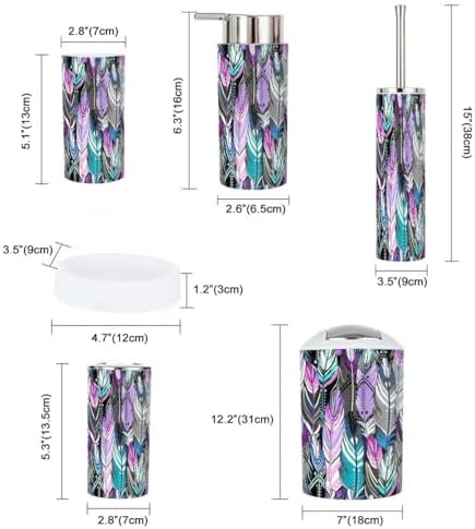 6 Pcs Modern Bathroom Accessories Set with Decorative Elements