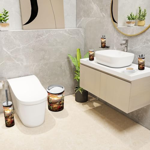 6 Piece Boho Bathroom Decor Set with Cacti Design