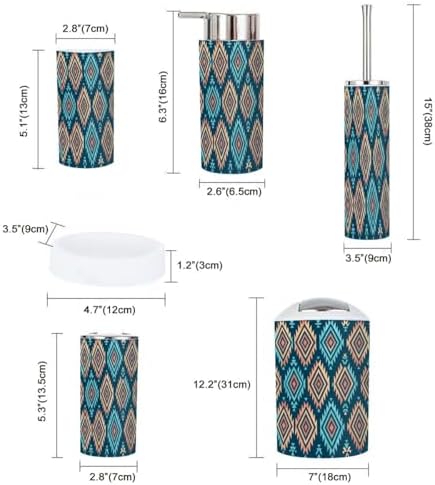 Boho Bathroom Accessory Set 6 Piece Modern Design