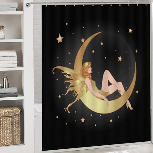 Kuizee 4-Piece Shower Curtain Set with Non-Slip Rugs and Hooks