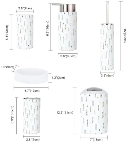 Modern Bathroom Accessories Set 6 Pcs in Black and Gold