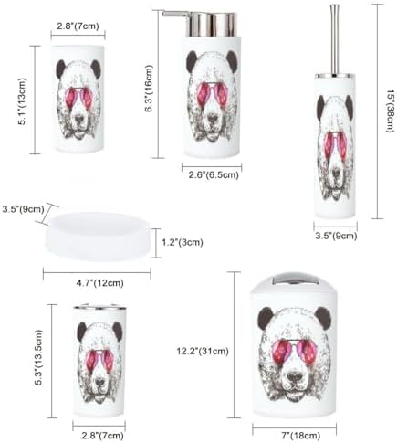 6-Piece Bathroom Accessories Set with Giant Panda Sunglasses Design