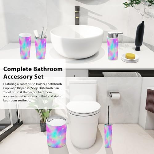 Boho Rainbow Bathroom Accessory Set 6 Piece 1