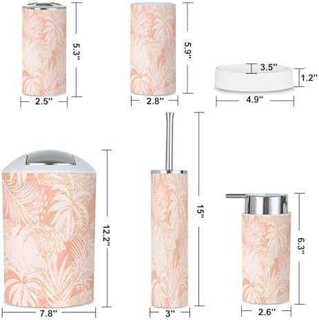 6-Piece Tropical Leaves Bathroom Accessories Set