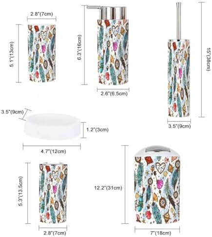 Tropical Boho Style Bathroom Accessories Set 6 Pcs