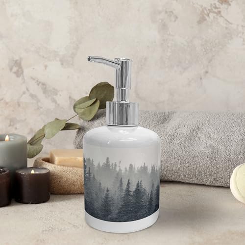 Ambesonne Dark Slate Blue Bathroom Set with Pine Trees Scene