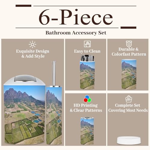 6 Piece Boho Bathroom Accessories Set with Vineyards View