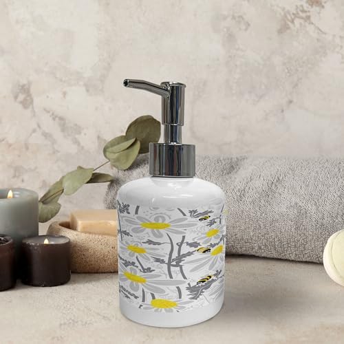 Ambesonne Grey Soap Dispenser Toothbrush Holder Set 2 Pcs