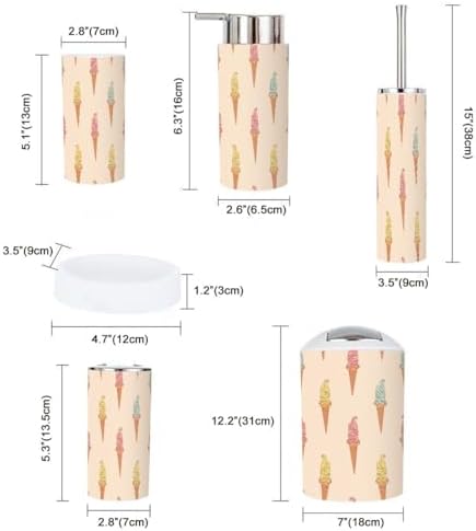6 Pcs Cute Bathroom Accessories Set with Toothbrush Holder and Trash Can