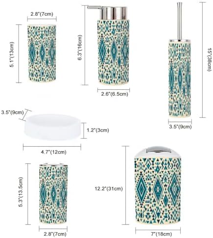 Boho Aztec Bathroom Accessory Set of 6 1