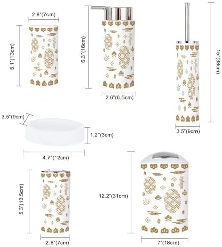 Japanese Gold Geometric Bathroom 6 Pcs Set