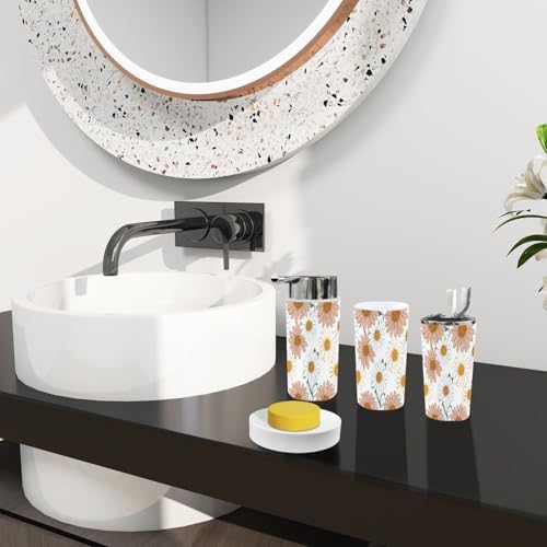 Boho Bathroom Accessory Set 6 Piece Chamomile Design