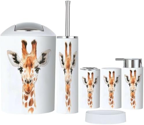 Boho Giraffe Bathroom Accessory Set 6 Piece