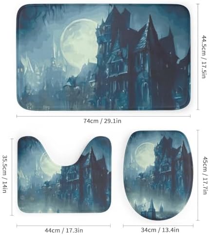 Kuizee Halloween Shower Curtain Set with 4 Rugs